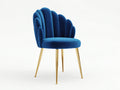 Fauteuil - velours - 70x66x88 cm - bleu-doré - design coquillage