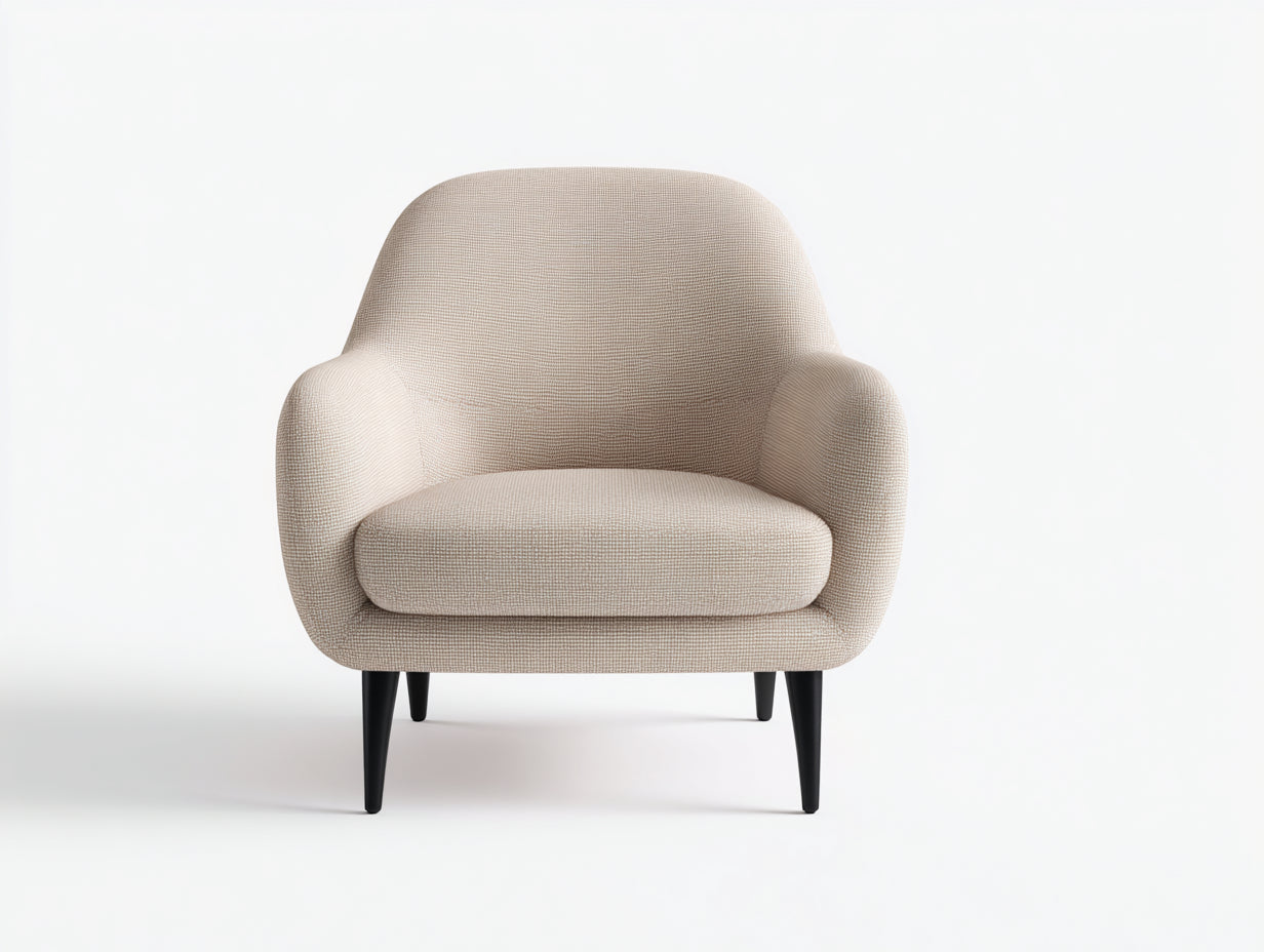 Fauteuil - tissu - 86x78x82 cm - beige-noir - style contemporain