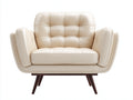 Fauteuil - cuir - 118x92x86 cm - crème-marron - design moderne