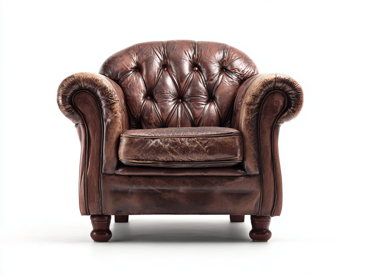 Fauteuil - similicuir - 108x93x82 cm - marron - style chesterfield