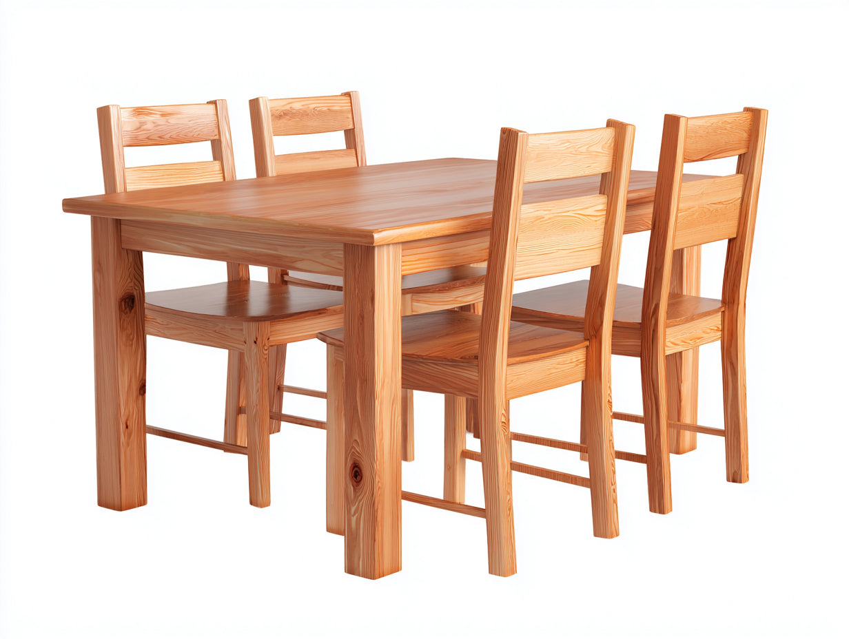 Salon de jardin repas - Bois - 150x90x76 cm - Pin clair - Campagne