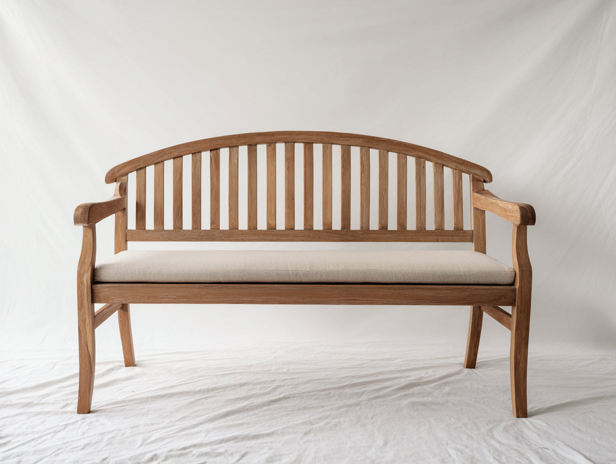 Banc de jardin - bois-tissu - 164x65x92 cm - brun clair-beige - style contemporain