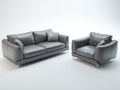 Ensemble de canapés - Cuir synthétique - 186x98x86 cm - Gris argenté - Design contemporain