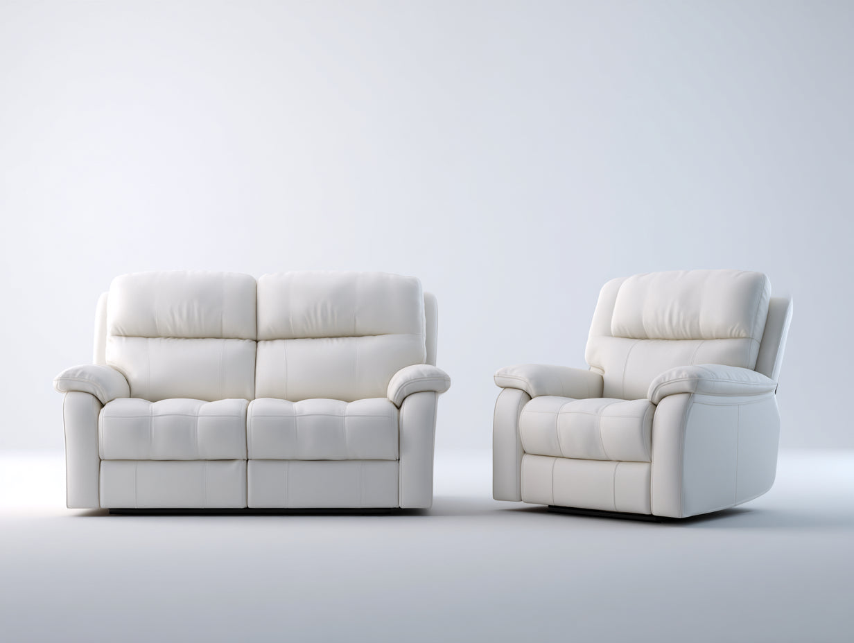 Ensemble de canapés - Cuir synthétique - 202x94x101 cm - Blanc ivoire - Relax moderne