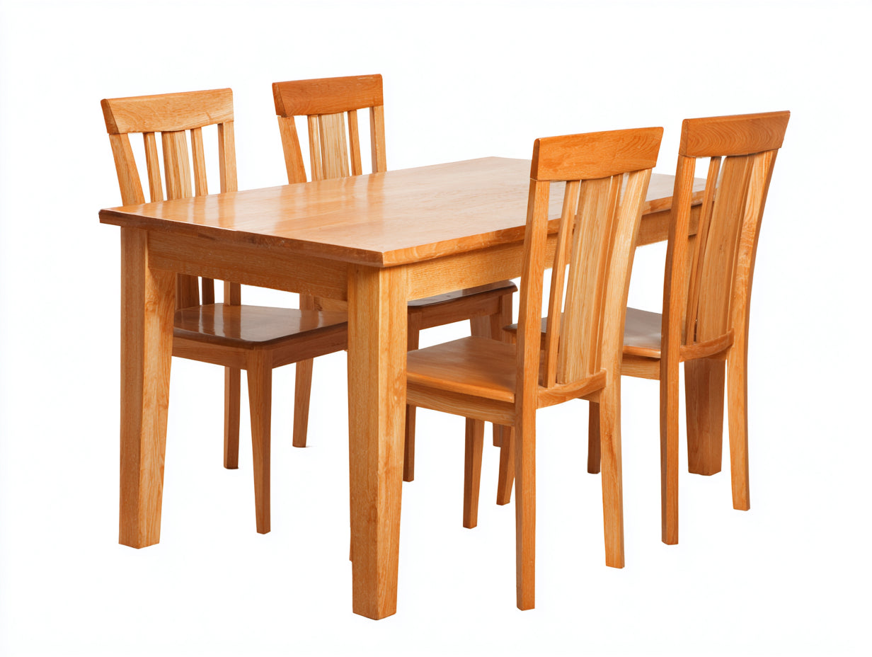 Salon de jardin repas - Bois - 140x85x76 cm - Chêne clair - Scandinave