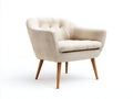 Fauteuil - tissu - 98x82x80 cm - beige-marron - design scandinave