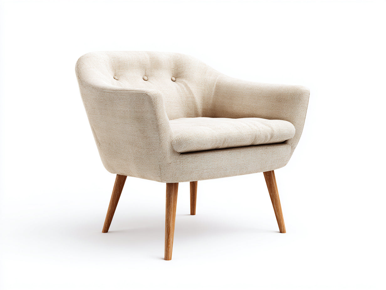 Fauteuil - tissu - 98x82x80 cm - beige-marron - design scandinave