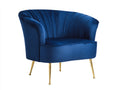 Fauteuil - velours - 84x76x78 cm - bleu foncé-doré - design moderne