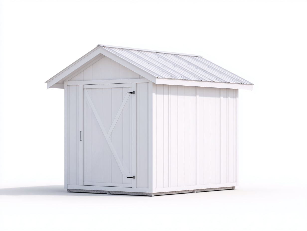 Abri de jardin - bois-métal - 238x186x218 cm - blanc - style cottage