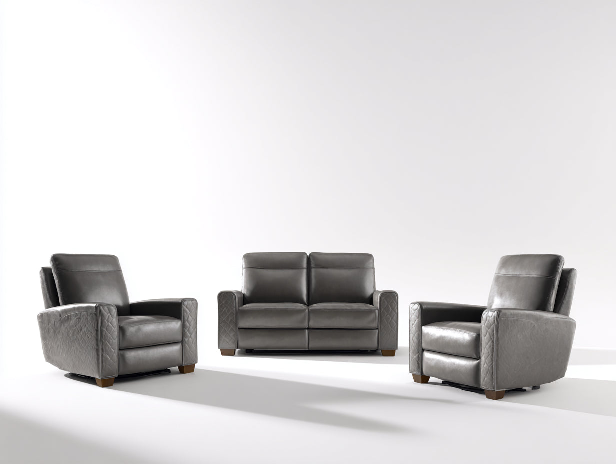 Ensemble de canapés - Similicuir - 182x96x101 cm - Gris foncé - Style contemporain relaxation