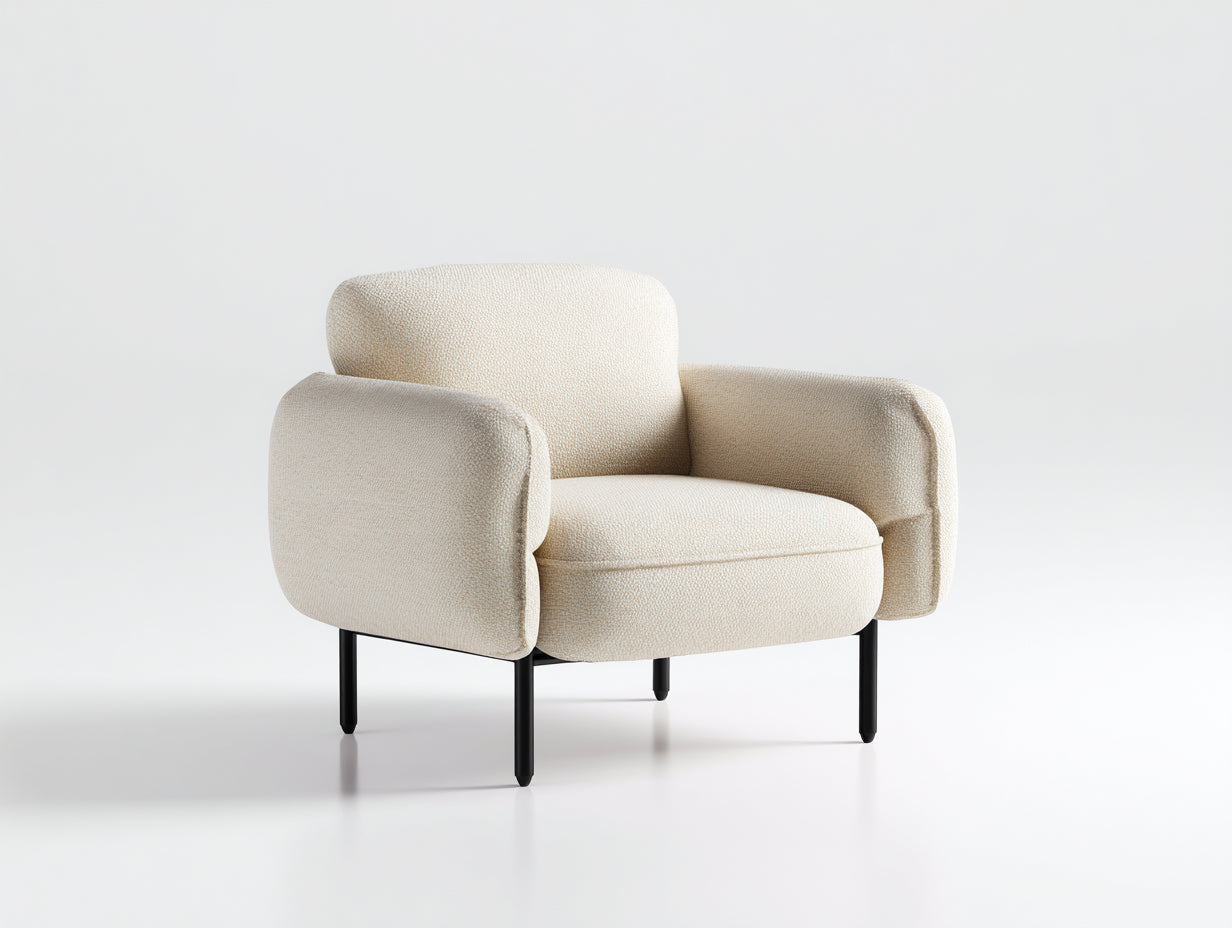 Fauteuil - tissu - 96x86x76 cm - beige-noir - design moderne