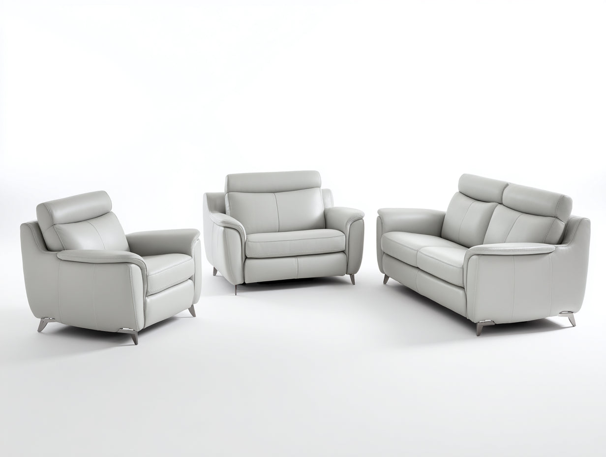 Ensemble de canapés - Similicuir - 178x94x88 cm - Gris clair - Style contemporain