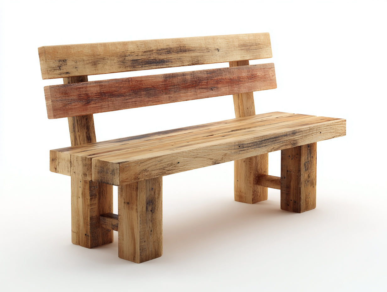 Banc de jardin - bois - 138x54x82 cm - brun clair-brun moyen - style rustique
