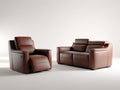 Ensemble de canapés - Cuir synthétique - 198x96x101 cm - Marron cognac - Relax contemporain