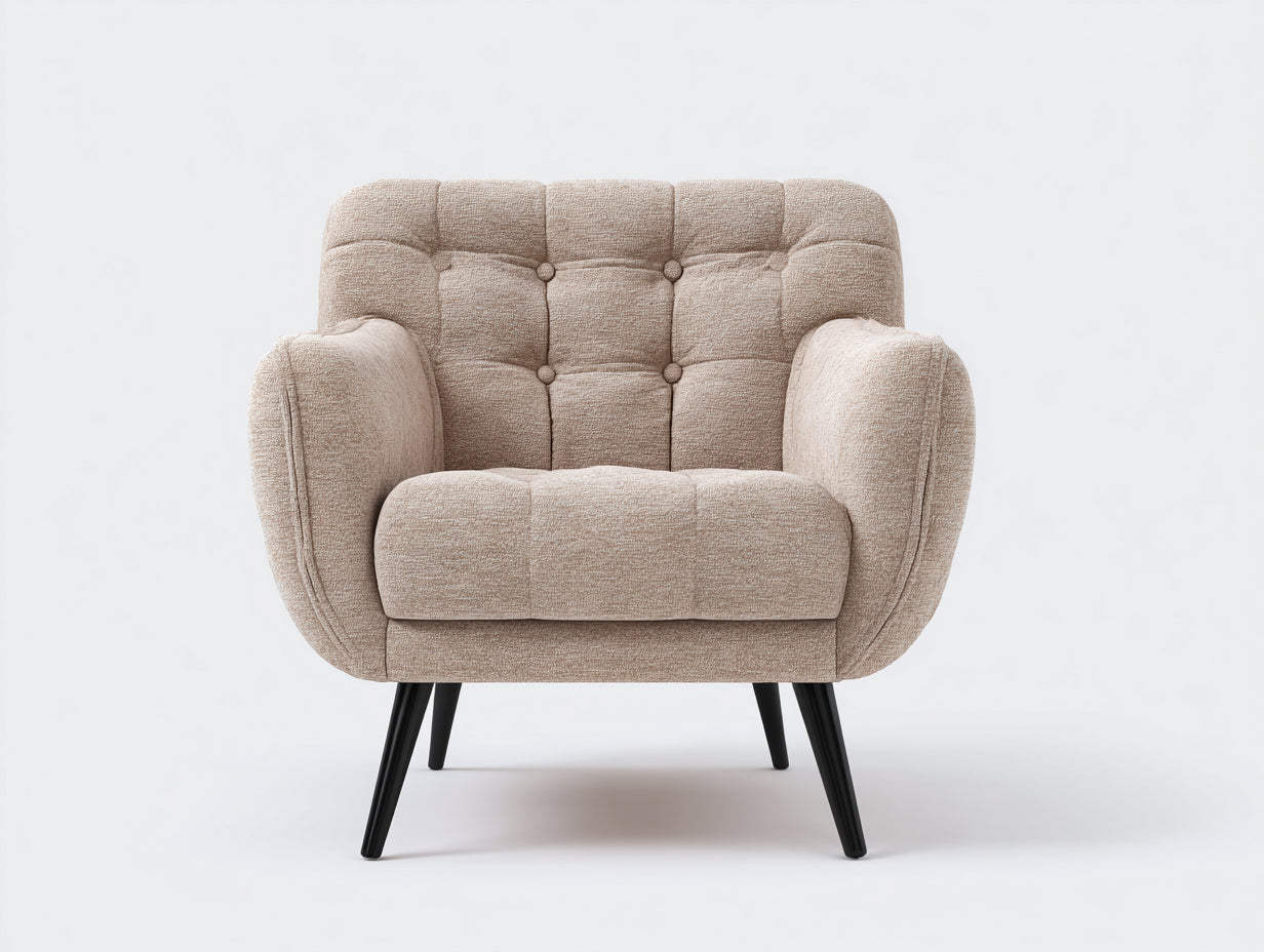 Fauteuil - tissu - 92x84x86 cm - beige-noir - design moderne