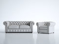 Ensemble de canapés - Cuir synthétique - 184x94x78 cm - Gris perle - Style rétro chic