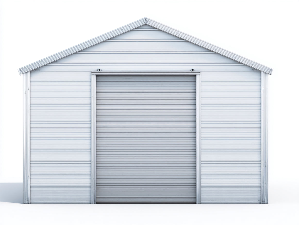 Abri de jardin - métal - 412x298x246 cm - blanc - style industriel