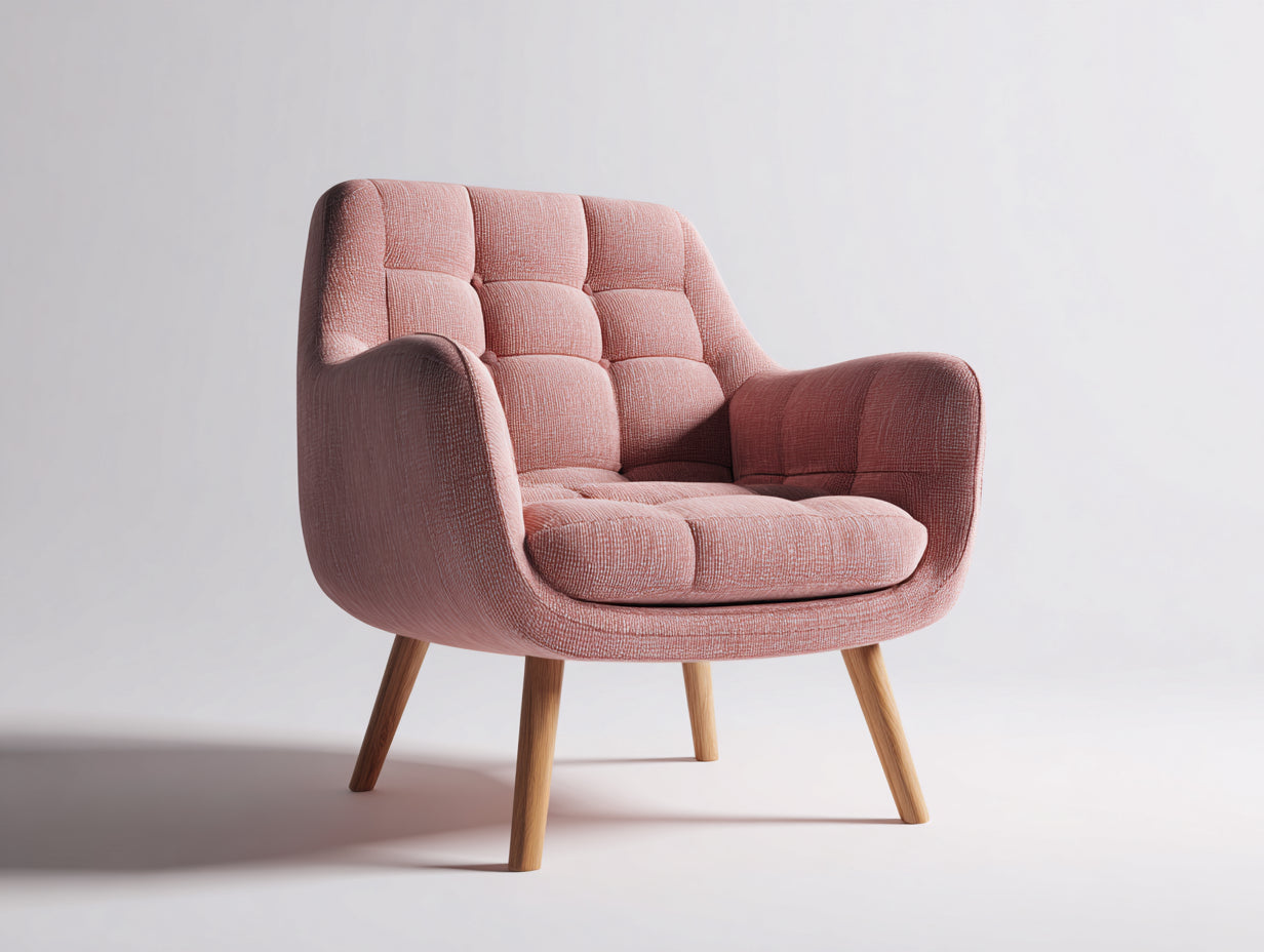 Fauteuil - tissu - 90x82x84 cm - rose-marron - style scandinave