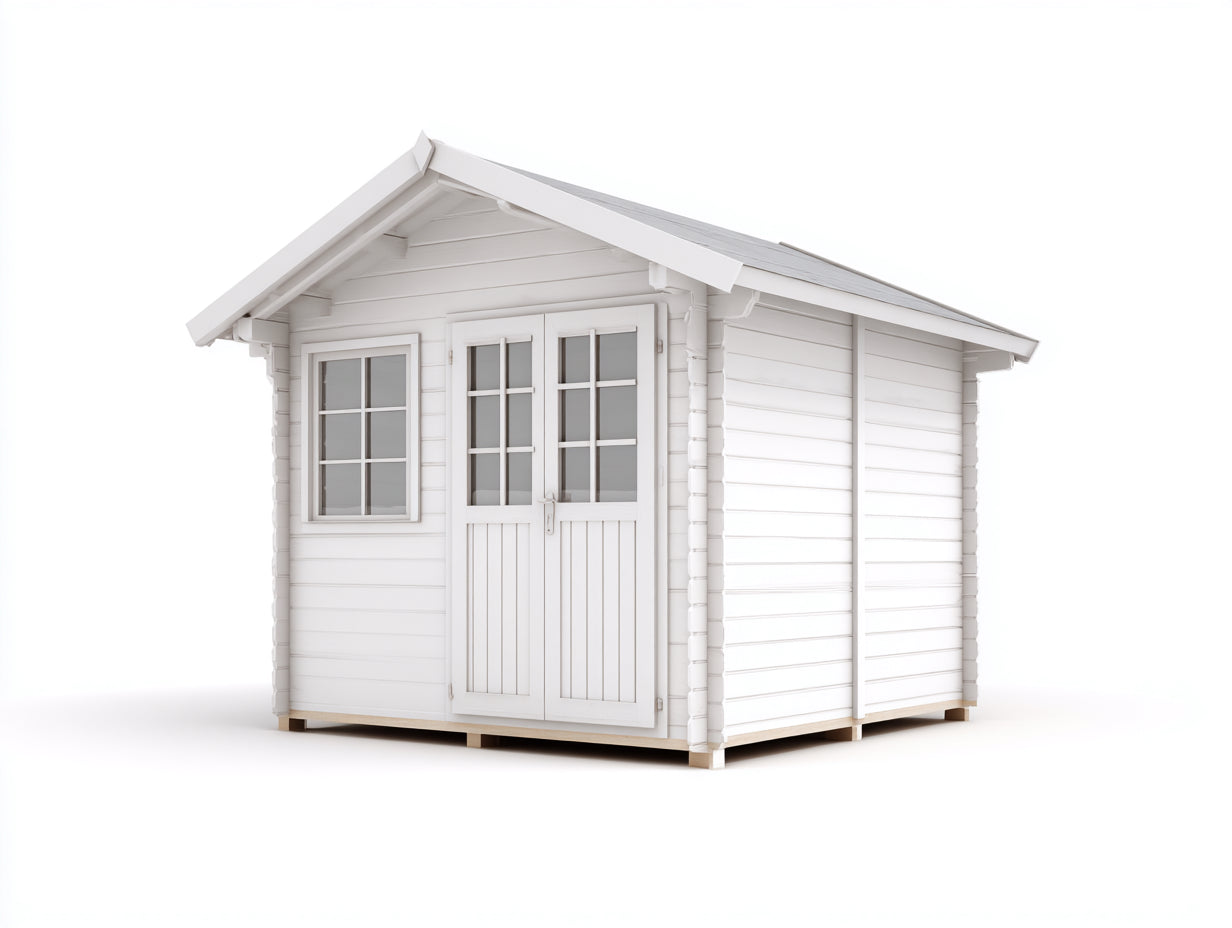Abri de jardin - bois - 298x238x244 cm - blanc - style chalet