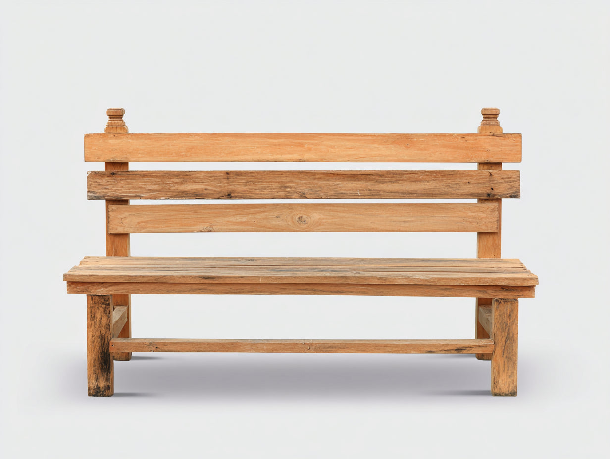 Banc de jardin - bois - 150x58x88 cm - brun clair - style rustique