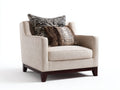 Fauteuil - tissu-bois - 94x88x82 cm - beige-brun foncé - style moderne