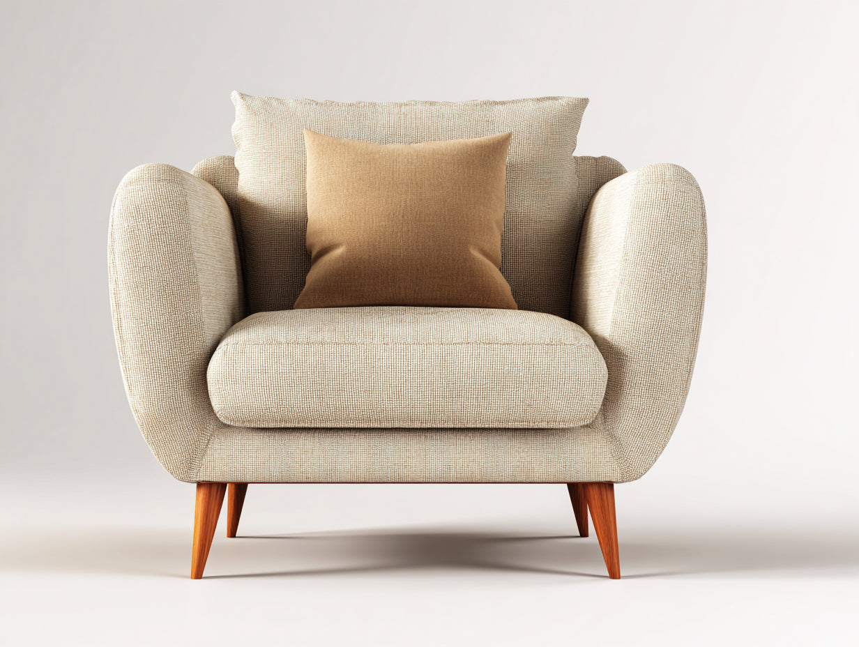 Fauteuil - tissu - 112x90x88 cm - beige-marron - design moderne