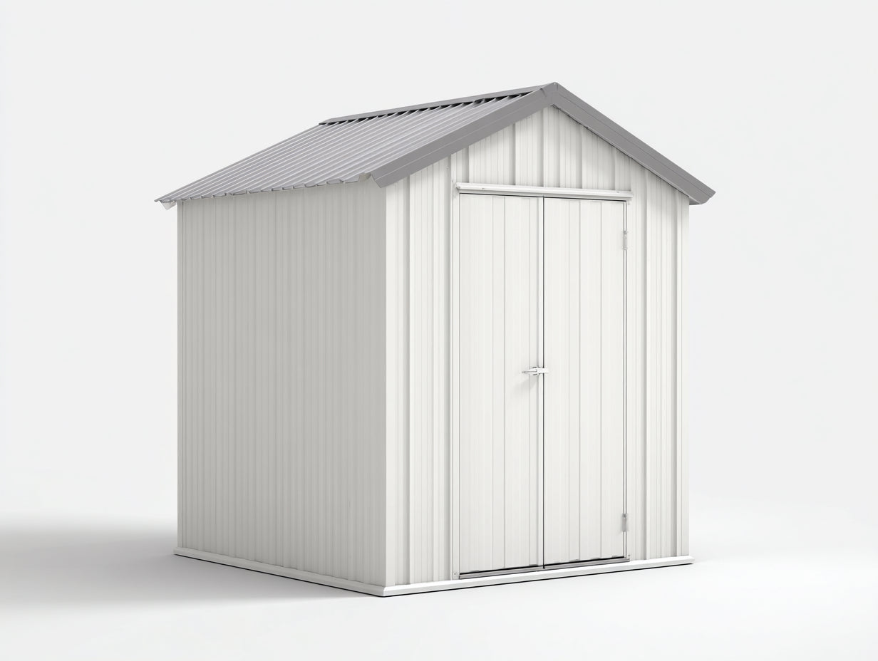Abri de jardin - métal - 246x184x216 cm - blanc-gris - style minimaliste