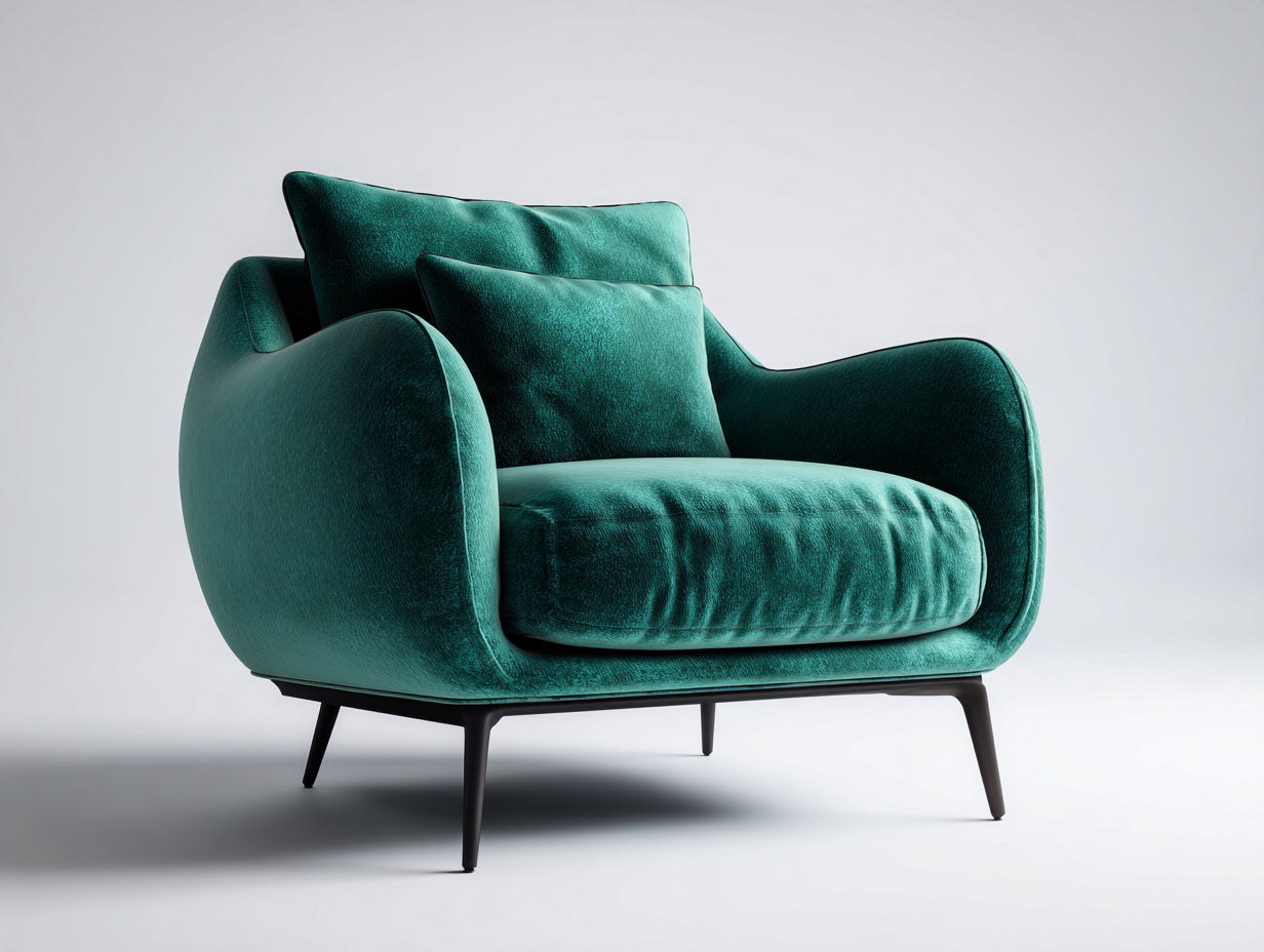 Fauteuil - tissu - 118x92x82 cm - vert émeraude-noir - design moderne