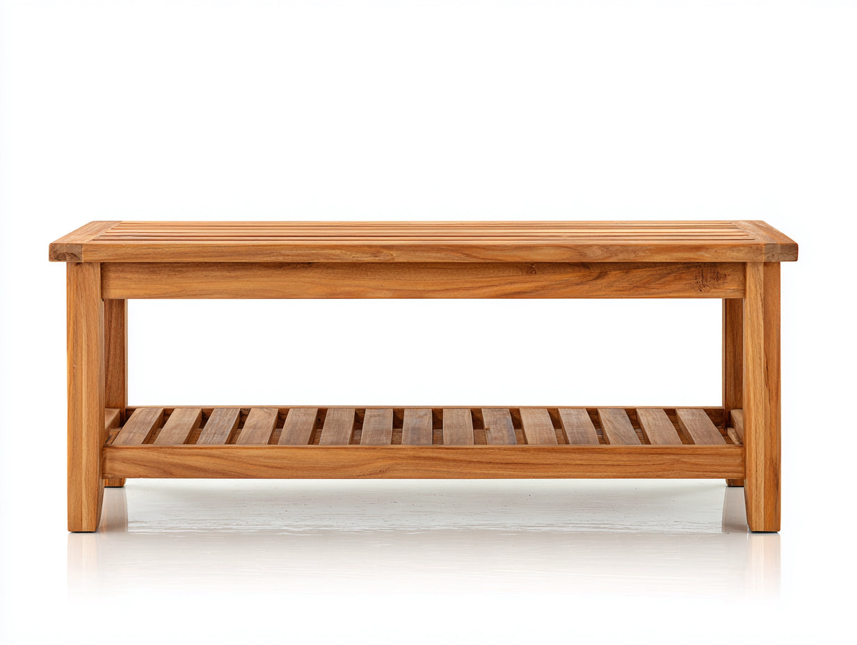 Banc de jardin - bois massif - 135x45x48 cm - brun clair - style naturel