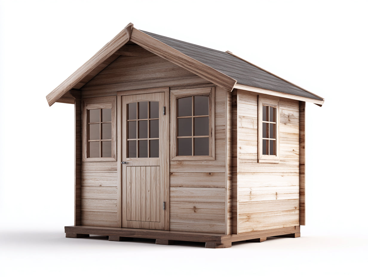 Abri de jardin - bois - 286x224x238 cm - brun clair - style chalet