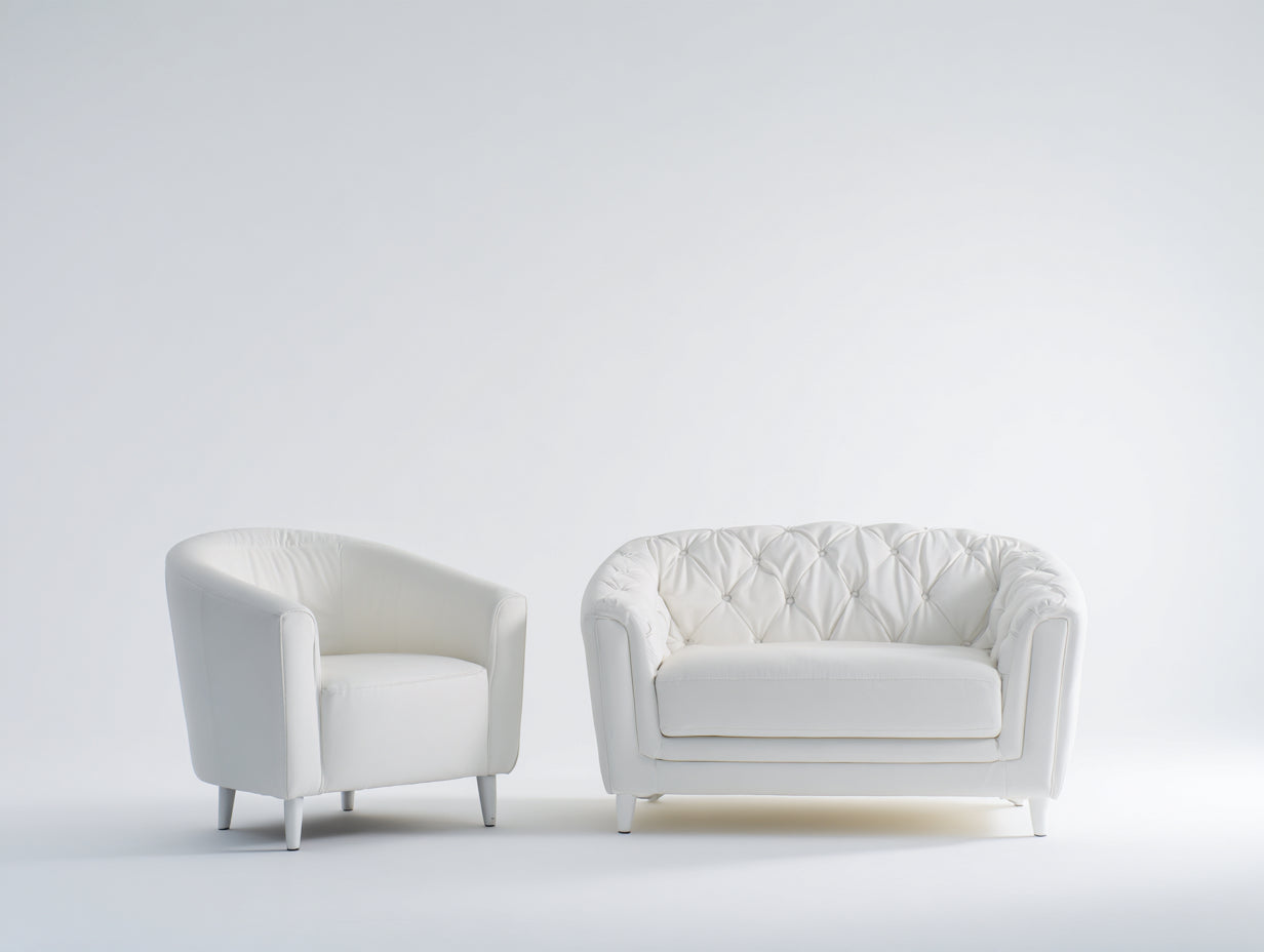 Ensemble de canapés - Similicuir - 158x86x79 cm - Blanc - Style classique élégant