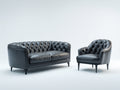 Ensemble de canapés - Similicuir - 192x90x82 cm - Gris anthracite - Style rétro moderne
