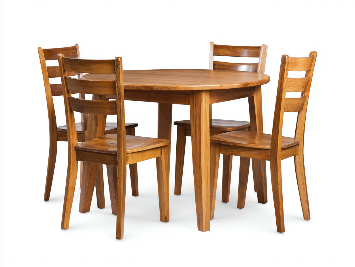 Salon de jardin repas - Bois - 118x118x76 cm - Chêne miel - Rustique