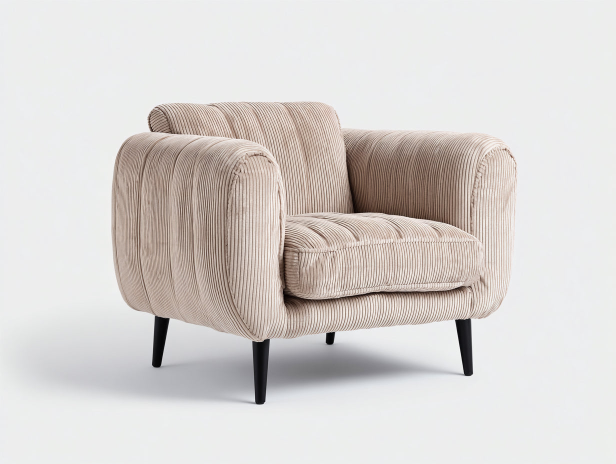 Fauteuil - velours-métal - 102x88x78 cm - beige-noir - style moderne