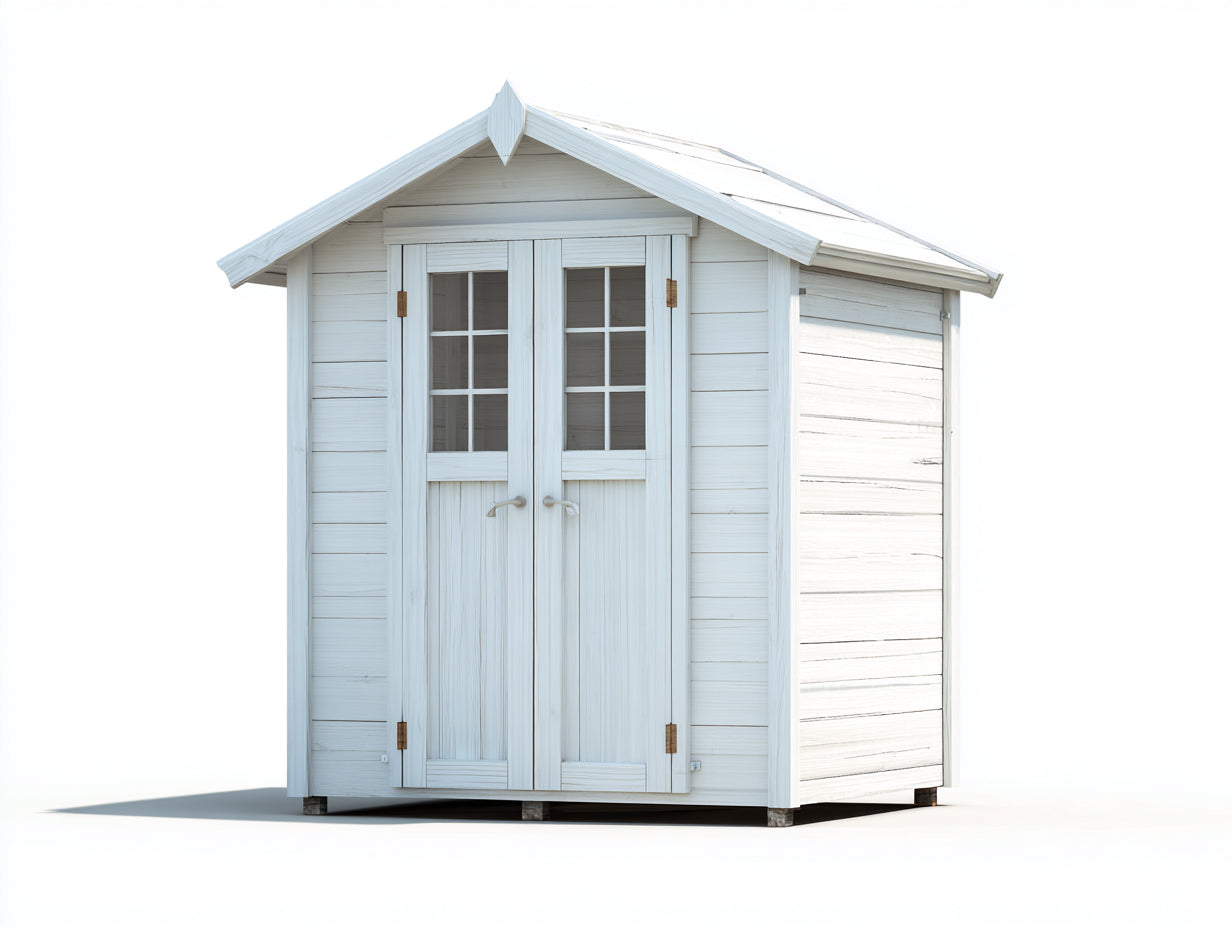 Abri de jardin - bois - 236x188x232 cm - blanc - style campagne