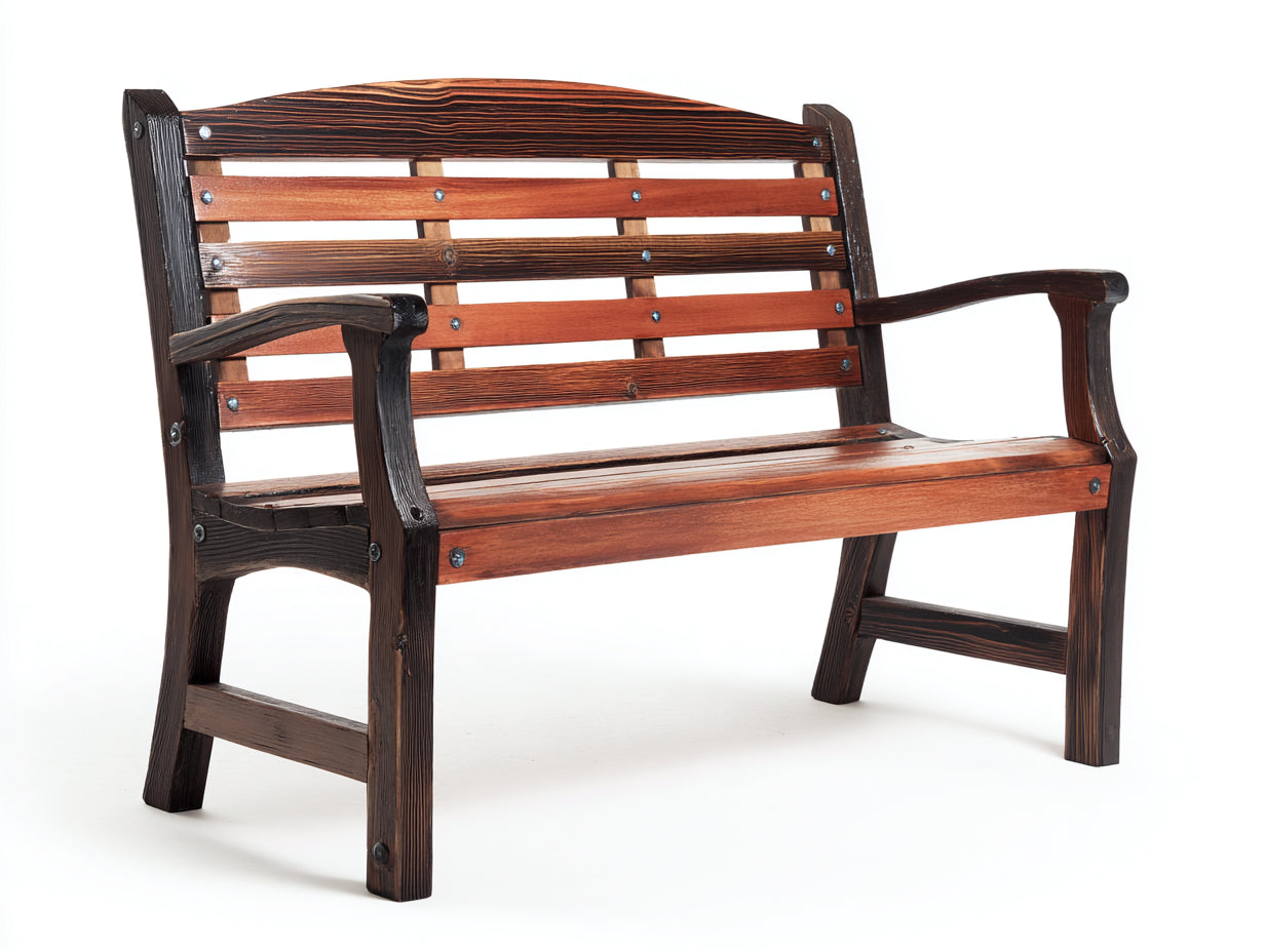 Banc de jardin - bois - 136x59x90 cm - brun foncé-brun rouge - style traditionnel