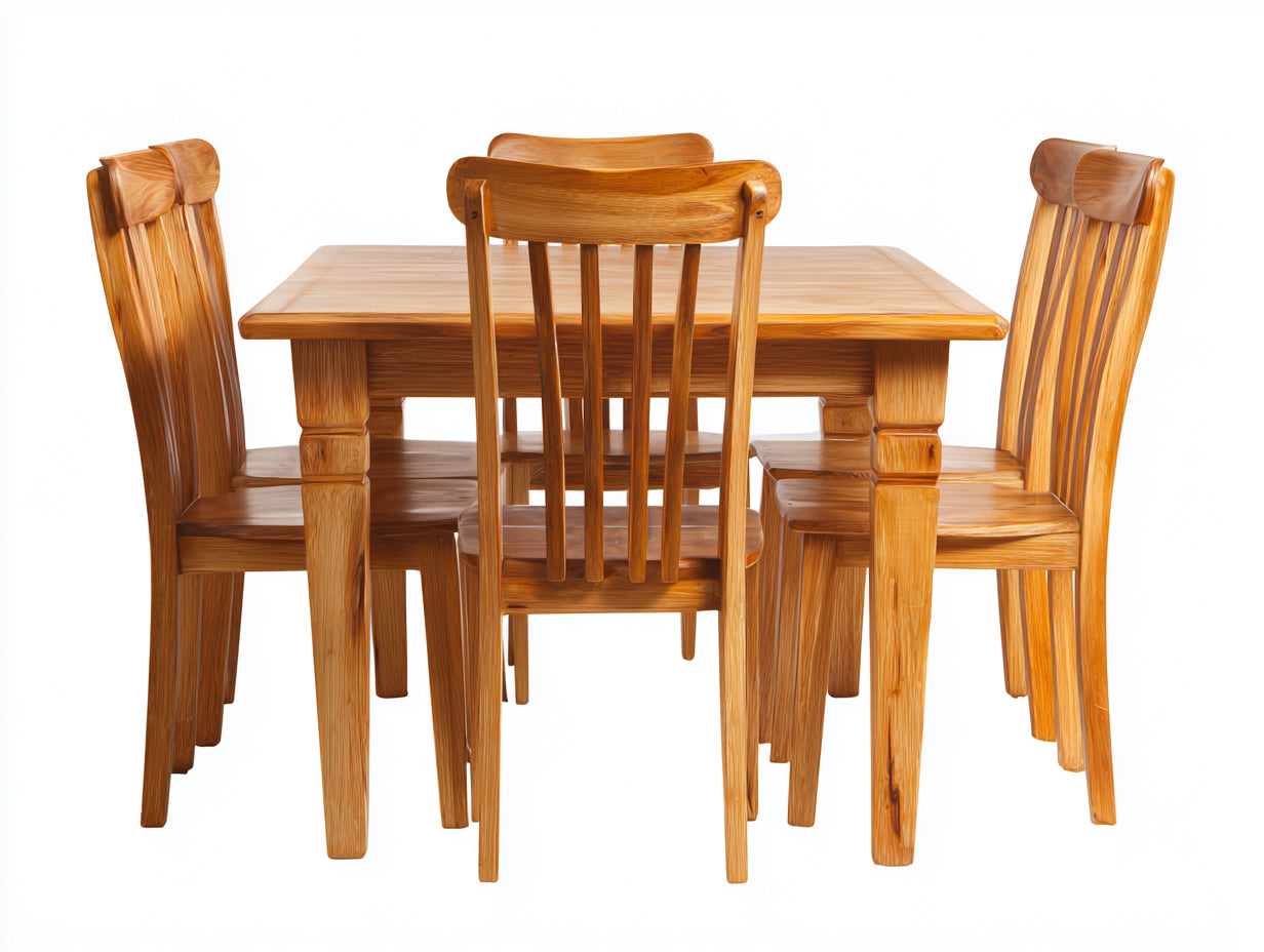 Salon de jardin repas - Bois - 160x90x76 cm - Naturel - Classique