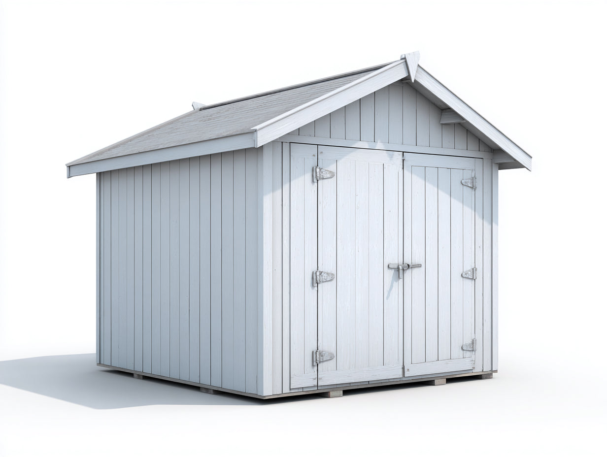 Abri de jardin - bois - 318x236x242 cm - blanc - style classique